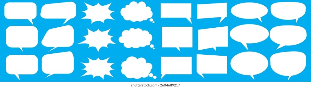 Message comments chat box. Collection of speech bubbles, text boxes and conversation chats in comics. Vektor set of speech bubbles.