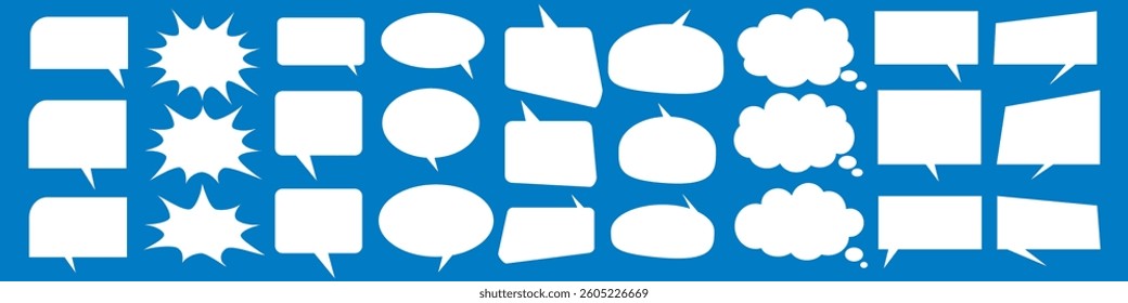 Message comments chat box. Collection of speech bubbles, text boxes and conversation chats in comics. Vektor set of speech bubbles.
