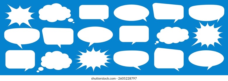 Message comments chat box. Collection of speech bubbles, text boxes and conversation chats in comics. Vektor set of speech bubbles.