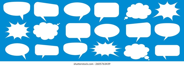 Message comments chat box. Collection of speech bubbles, text boxes and conversation chats in comics. Vektor set of speech bubbles.