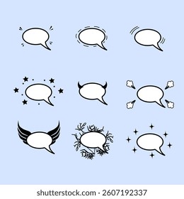 Message comments chat box. Collection of speech bubbles, text boxes and conversation chats in comics appropriate for advertisement purpose as materials. Vector set of speech bubbles. 