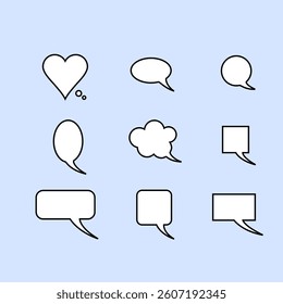 Message comments chat box. Collection of speech bubbles, text boxes and conversation chats in comics appropriate for advertisement purpose as materials. Vector set of speech bubbles. 