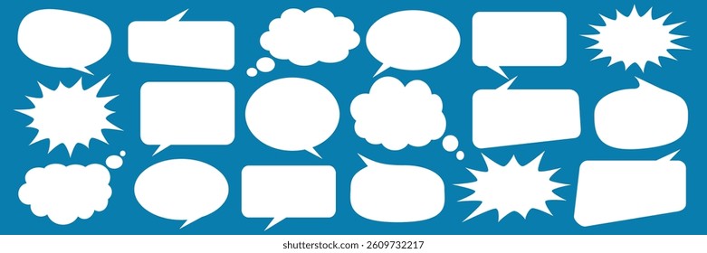 Message comments chat box. Collection of speech bubbles, text boxes and conversation chats in comics. Vektor set of speech bubbles.