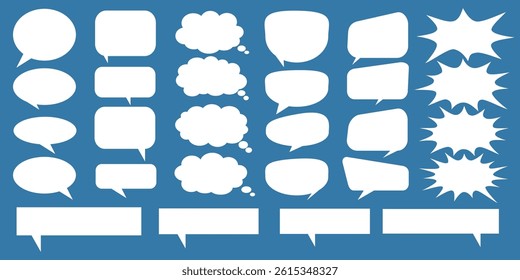 Message comments chat box. Collection of speech bubbles, text boxes and conversation chats in comics. Vektor set of speech bubbles.