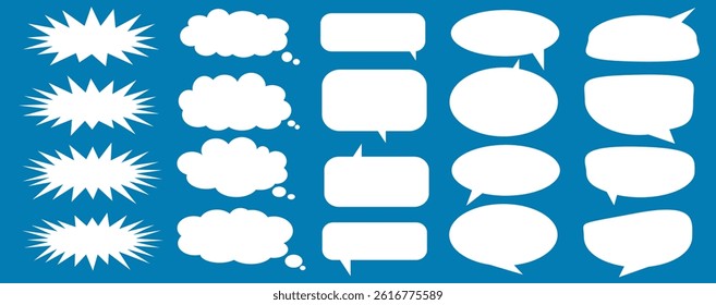 Message comments chat box. Collection of speech bubbles, text boxes and conversation chats in comics. Vektor set of speech bubbles.