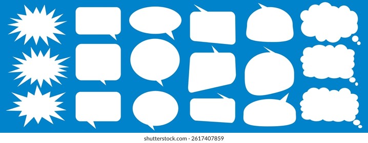 Message comments chat box. Collection of speech bubbles, text boxes and conversation chats in comics. Vektor set of speech bubbles.