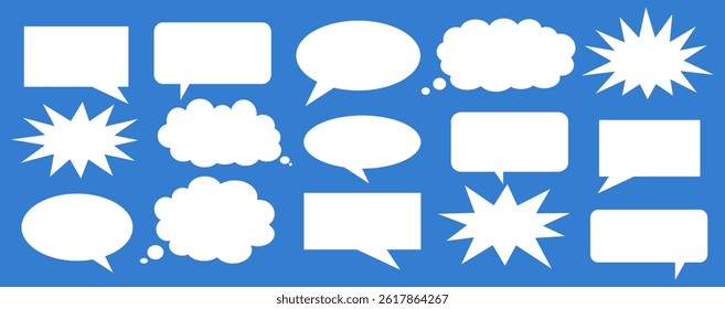 Message comments chat box. Collection of speech bubbles, text boxes and conversation chats in comics. Vektor set of speech bubbles.