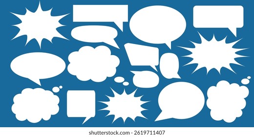 Message comments chat box. Collection of speech bubbles, text boxes and conversation chats in comics. Vektor set of speech bubbles