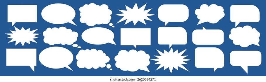 Message comments chat box. Collection of speech bubbles, text boxes and conversation chats in comics. Vektor set of speech bubbles