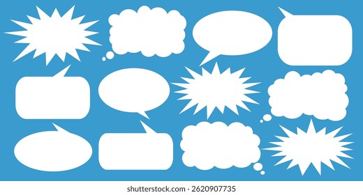 Message comments chat box. Collection of speech bubbles, text boxes and conversation chats in comics. Vektor set of speech bubbles