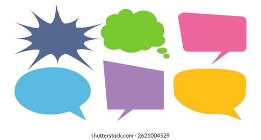 Message comments chat box. Collection of speech bubbles, text boxes and conversation chats in comics. Vektor set of speech bubbles