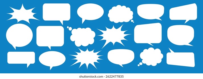 Message comments chat box. Collection of speech bubbles, text boxes and conversation chats in comics. Vektor set of speech bubbles