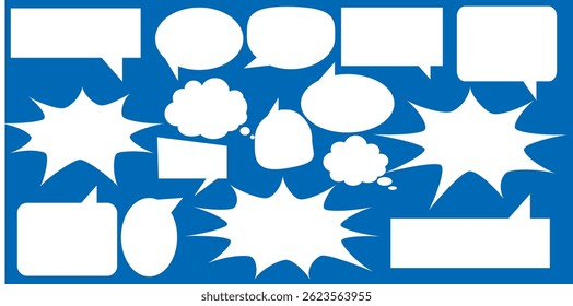Message comments chat box. Collection of speech bubbles, text boxes and conversation chats in comics. Vektor set of speech bubbles