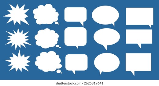 Message comments chat box. Collection of speech bubbles, text boxes and conversation chats in comics. Vektor set of speech bubbles