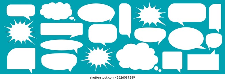 Message comments chat box. Collection of speech bubbles, text boxes and conversation chats in comics. Vektor set of speech bubbles