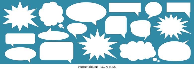 Message comments chat box. Collection of speech bubbles, text boxes and conversation chats in comics. Vektor set of speech bubbles