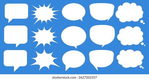 Message comments chat box. Collection of speech bubbles, text boxes and conversation chats in comics. Vektor set of speech bubbles