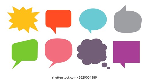 Message comments chat box. Collection of speech bubbles, text boxes and conversation chats in comics. Vektor set of speech bubbles.