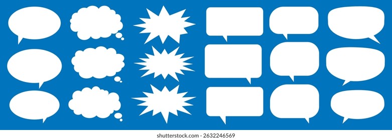 Message comments chat box. Collection of speech bubbles, text boxes and conversation chats in comics. Vektor set of speech bubbles.