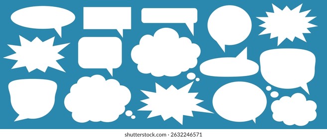 Message comments chat box. Collection of speech bubbles, text boxes and conversation chats in comics. Vektor set of speech bubbles.