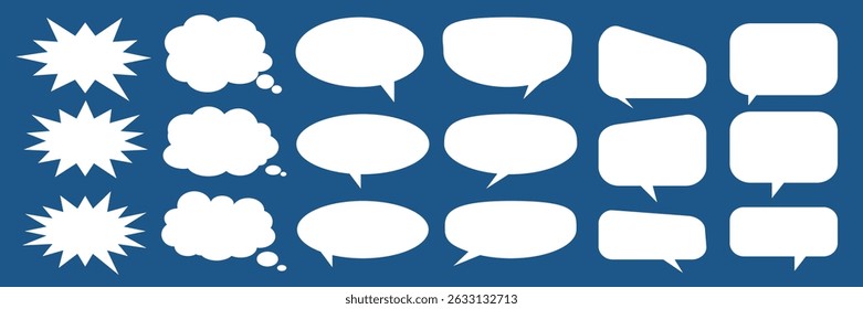 Message comments chat box. Collection of speech bubbles, text boxes and conversation chats in comics. Vektor set of speech bubbles.