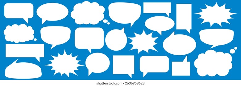 Message comments chat box. Collection of speech bubbles, text boxes and conversation chats in comics. Vektor set of speech bubbles