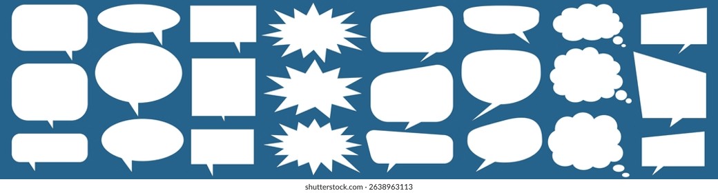 Message comments chat box. Collection of speech bubbles, text boxes and conversation chats in comics. Vektor set of speech bubbles