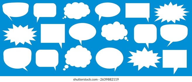 Message comments chat box. Collection of speech bubbles, text boxes and conversation chats in comics. Vektor set of speech bubbles