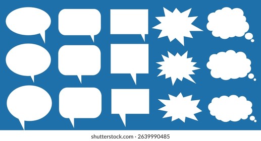 Message comments chat box. Collection of speech bubbles, text boxes and conversation chats in comics. Vektor set of speech bubbles
