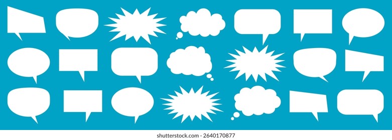 Message comments chat box. Collection of speech bubbles, text boxes and conversation chats in comics. Vektor set of speech bubbles