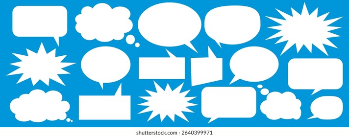 Message comments chat box. Collection of speech bubbles, text boxes and conversation chats in comics. Vektor set of speech bubbles