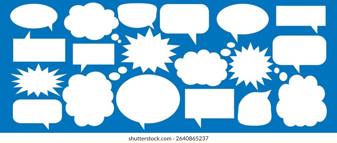 Message comments chat box. Collection of speech bubbles, text boxes and conversation chats in comics. Vektor set of speech bubbles