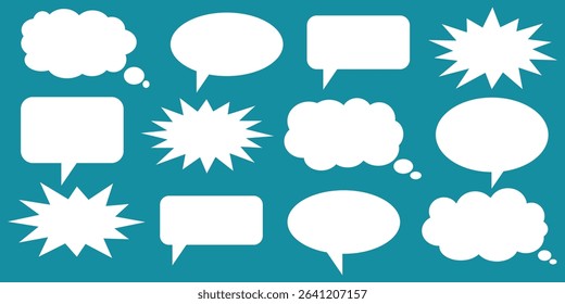 Message comments chat box. Collection of speech bubbles, text boxes and conversation chats in comics. Vektor set of speech bubbles