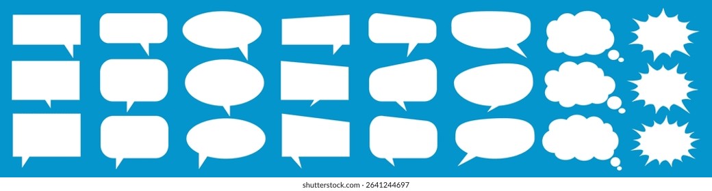 Message comments chat box. Collection of speech bubbles, text boxes and conversation chats in comics. Vektor set of speech bubbles