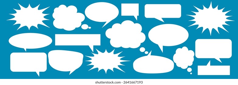 Message comments chat box. Collection of speech bubbles, text boxes and conversation chats in comics. Vektor set of speech bubbles