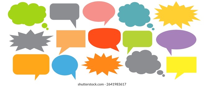 Message comments chat box. Collection of speech bubbles, text boxes and conversation chats in comics. Vektor set of speech bubbles.