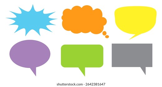 Message comments chat box. Collection of speech bubbles, text boxes and conversation chats in comics. Vektor set of speech bubbles.
