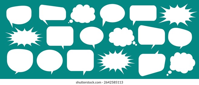 Message comments chat box. Collection of speech bubbles, text boxes and conversation chats in comics. Vektor set of speech bubbles