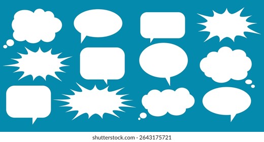 Message comments chat box. Collection of speech bubbles, text boxes and conversation chats in comics. Vektor set of speech bubbles