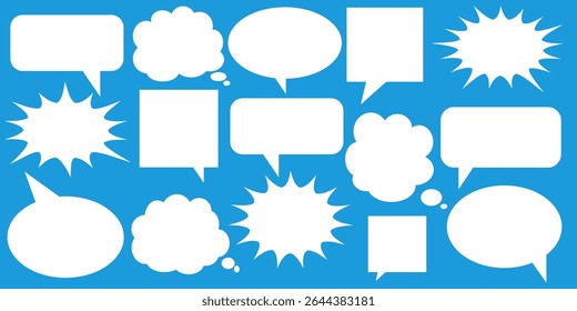 Message comments chat box. Collection of speech bubbles, text boxes and conversation chats in comics. Vektor set of speech bubbles
