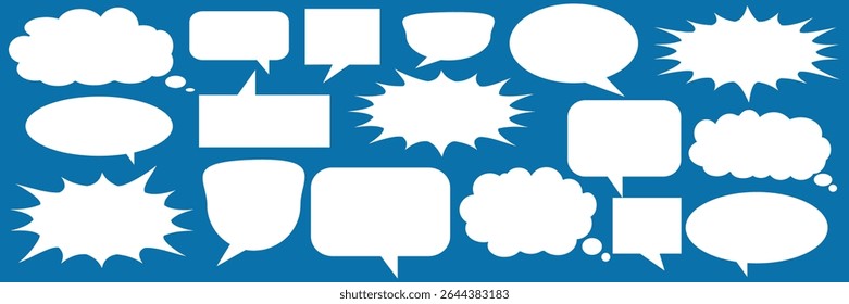 Message comments chat box. Collection of speech bubbles, text boxes and conversation chats in comics. Vektor set of speech bubbles