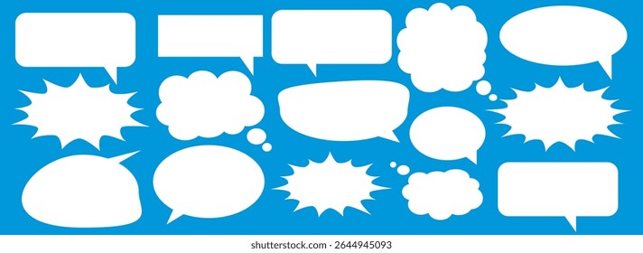 Message comments chat box. Collection of speech bubbles, text boxes and conversation chats in comics. Vektor set of speech bubbles