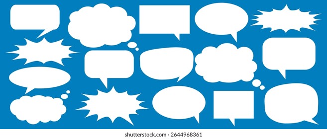 Message comments chat box. Collection of speech bubbles, text boxes and conversation chats in comics. Vektor set of speech bubbles