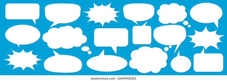 Message comments chat box. Collection of speech bubbles, text boxes and conversation chats in comics. Vektor set of speech bubbles