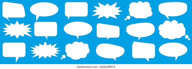 Message comments chat box. Collection of speech bubbles, text boxes and conversation chats in comics. Vektor set of speech bubbles