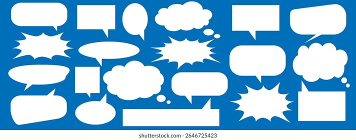 Message comments chat box. Collection of speech bubbles, text boxes and conversation chats in comics. Vektor set of speech bubbles
