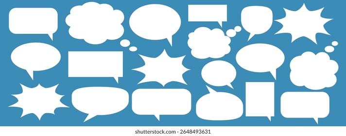 Message comments chat box. Collection of speech bubbles, text boxes and conversation chats in comics. Vektor set of speech bubbles