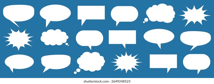 Message comments chat box. Collection of speech bubbles, text boxes and conversation chats in comics. Vektor set of speech bubbles