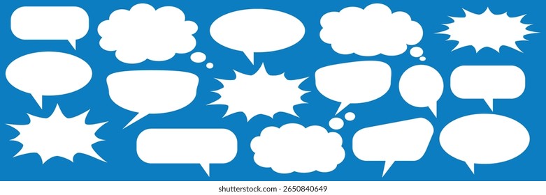 Message comments chat box. Collection of speech bubbles, text boxes and conversation chats in comics. Vektor set of speech bubbles