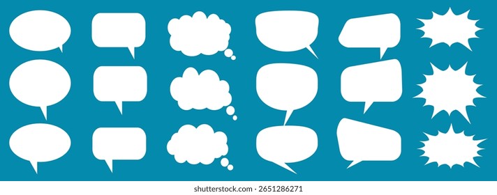 Message comments chat box. Collection of speech bubbles, text boxes and conversation chats in comics. Vektor set of speech bubbles